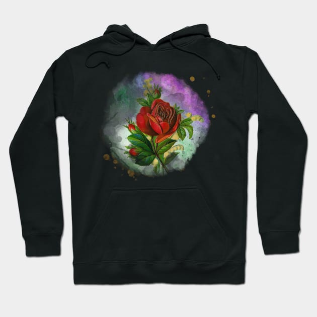 Roses Lily Of The Valley Watercolor Floral Hoodie by TLSDesigns